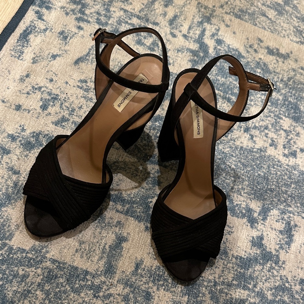 Tabitha Simmons Black Ankle Strap Heels